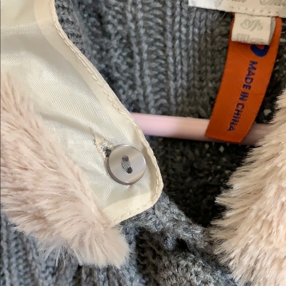 Mayoral Chic grey and fur trim woven sweater coat - Picture 6 of 8